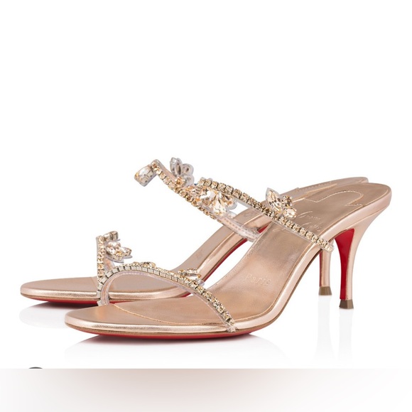 Christian Louboutin Shoes - Christian Louboutin Rose Gold Just Queen Crystal- Embellished Heels